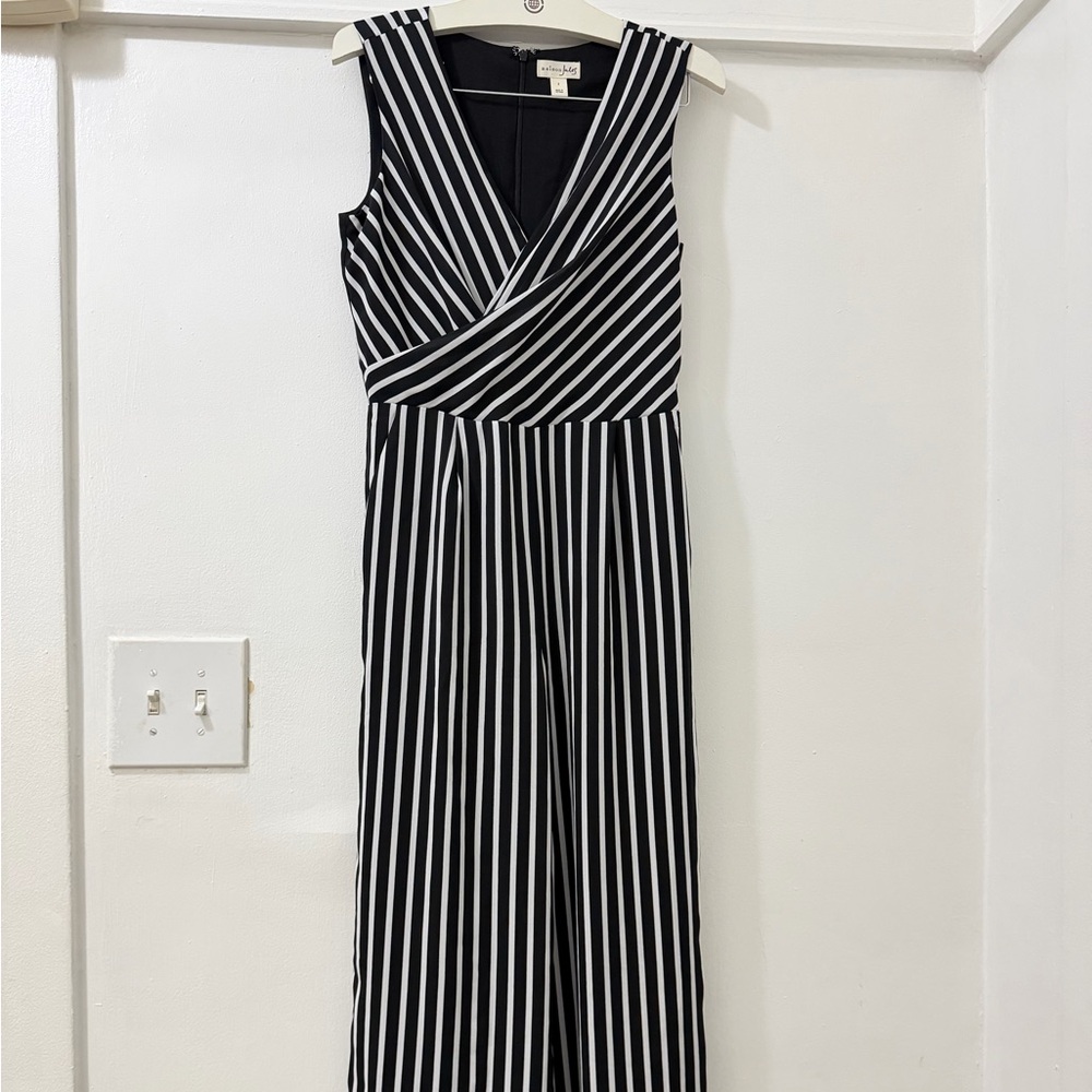 Maison Jules Black & White Striped Sleeveless Jumpsuit
